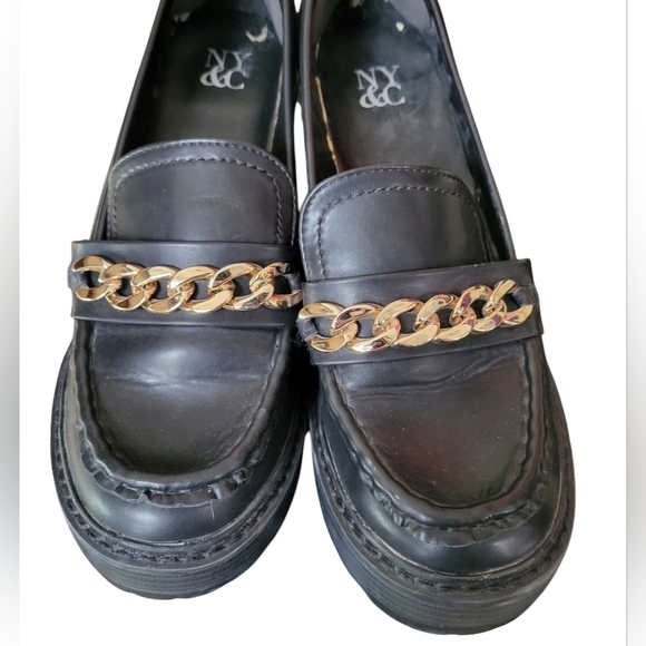 New York and Company Women's Black Brooke Heel Loafer Shoes Chunky Y2K! Size 10 - Picture 2 of 7